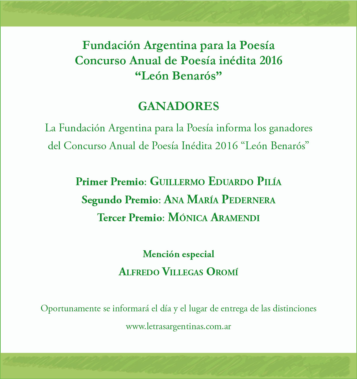 Ganadores Concurso Anual de Poesía Inédita 2016